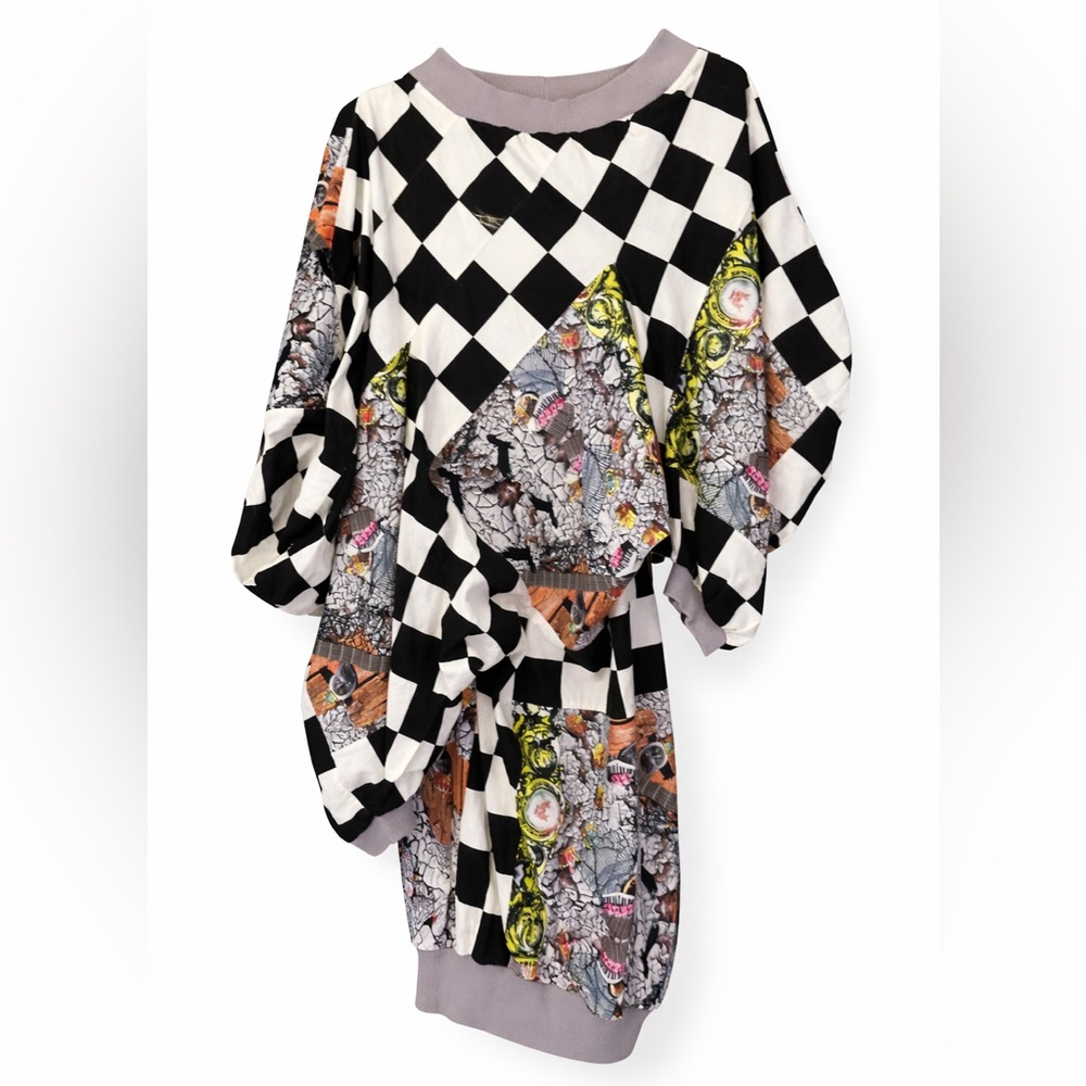 Tata Christiane Avant-Garde Patchwork Graphic Dress Oversized Artwea